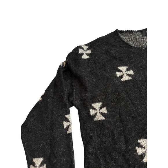 Other UK Iron Cross Black Knit Sweater Wool Mohair Mens Small / Medium - Picture 4 of 16